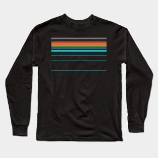 Vintage Sunset Stripe Orange and Aqua Long Sleeve T-Shirt